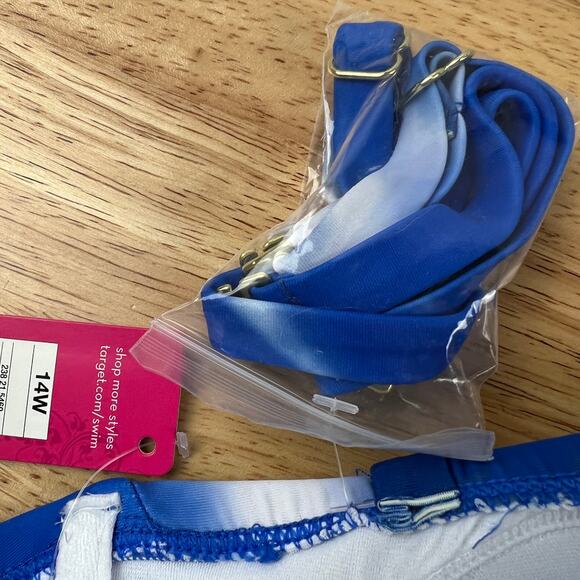 Xhilaration Juniors' Plus Size Blue Tie-Dye Bandeau Bikini Top - Size 14W - NWT - Picture 6 of 6